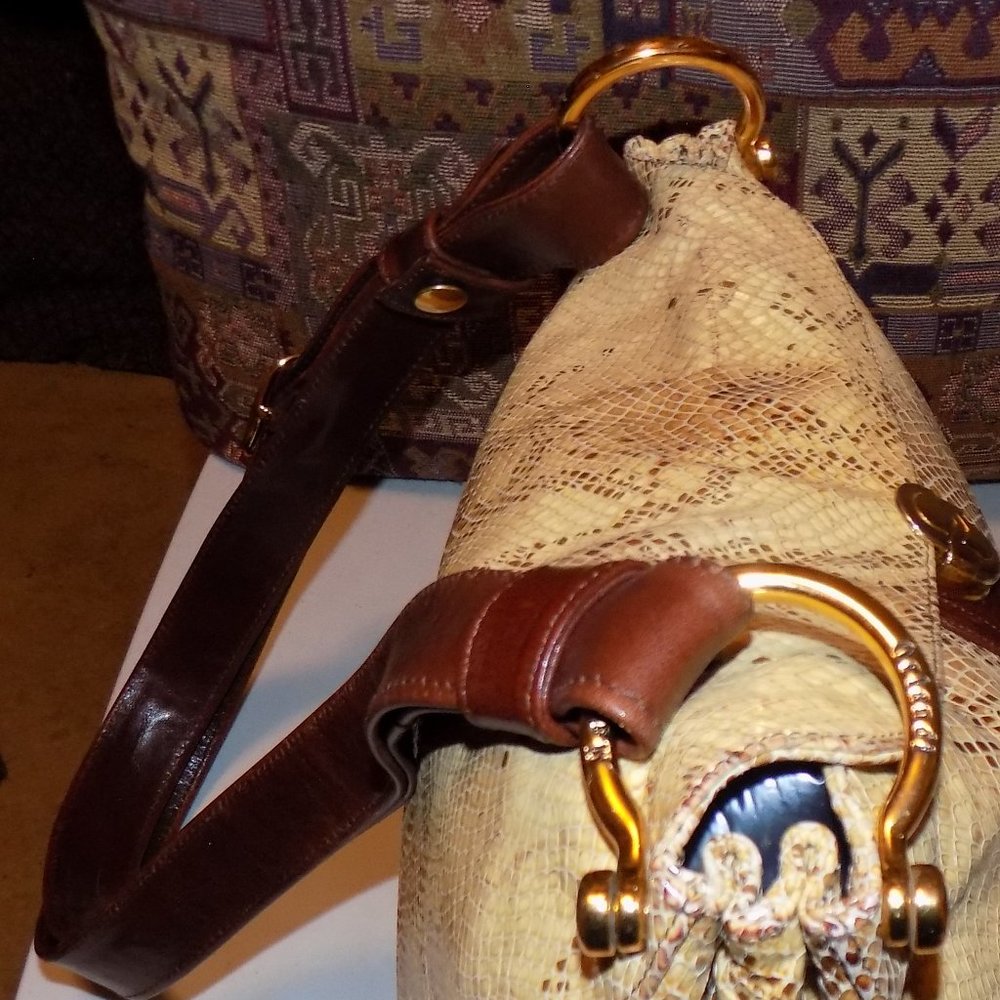 Marino Orlandi bucket bag snake embossed leather Italy - Picture 16 of 16